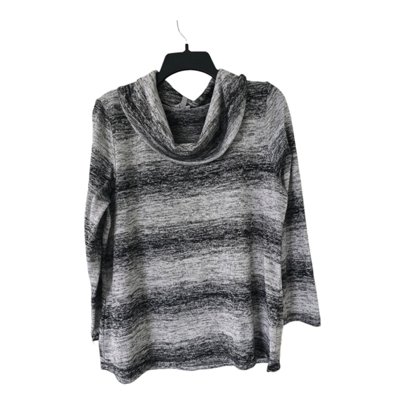 T By Talbots Womens Sweater Sz PXL  Gray Ombre Stripe Cowl Neck Long Sleeve - Picture 1 of 10